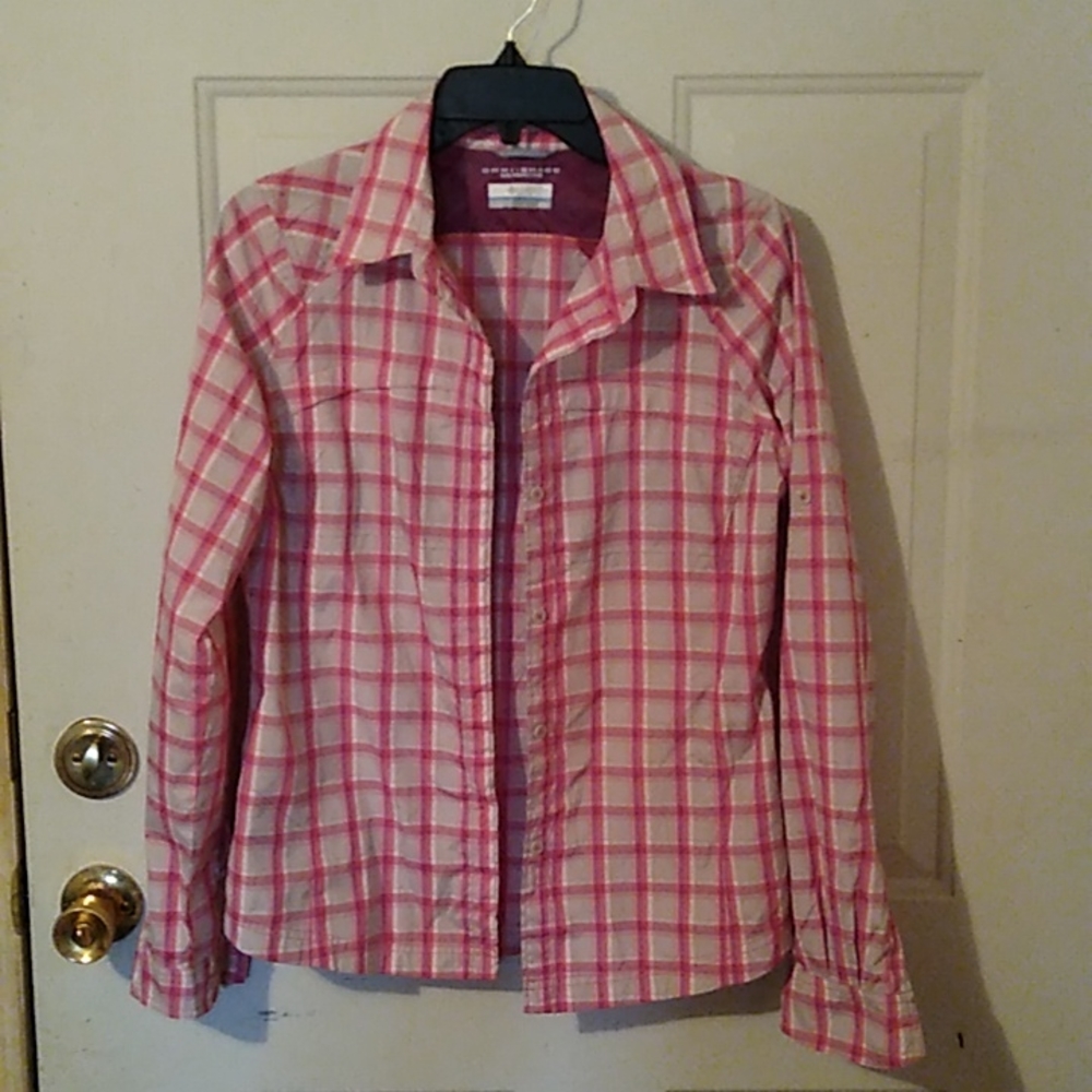 Columbia Pink Plaid Button-Down Shirt